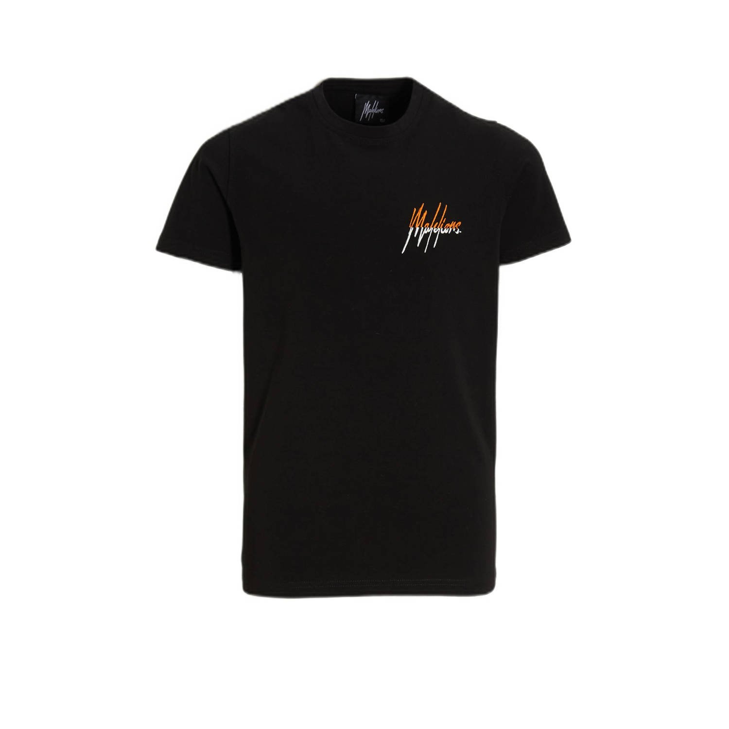 Malelions T-shirt Split met logo zwart Jongens Stretchkatoen Ronde hals 164