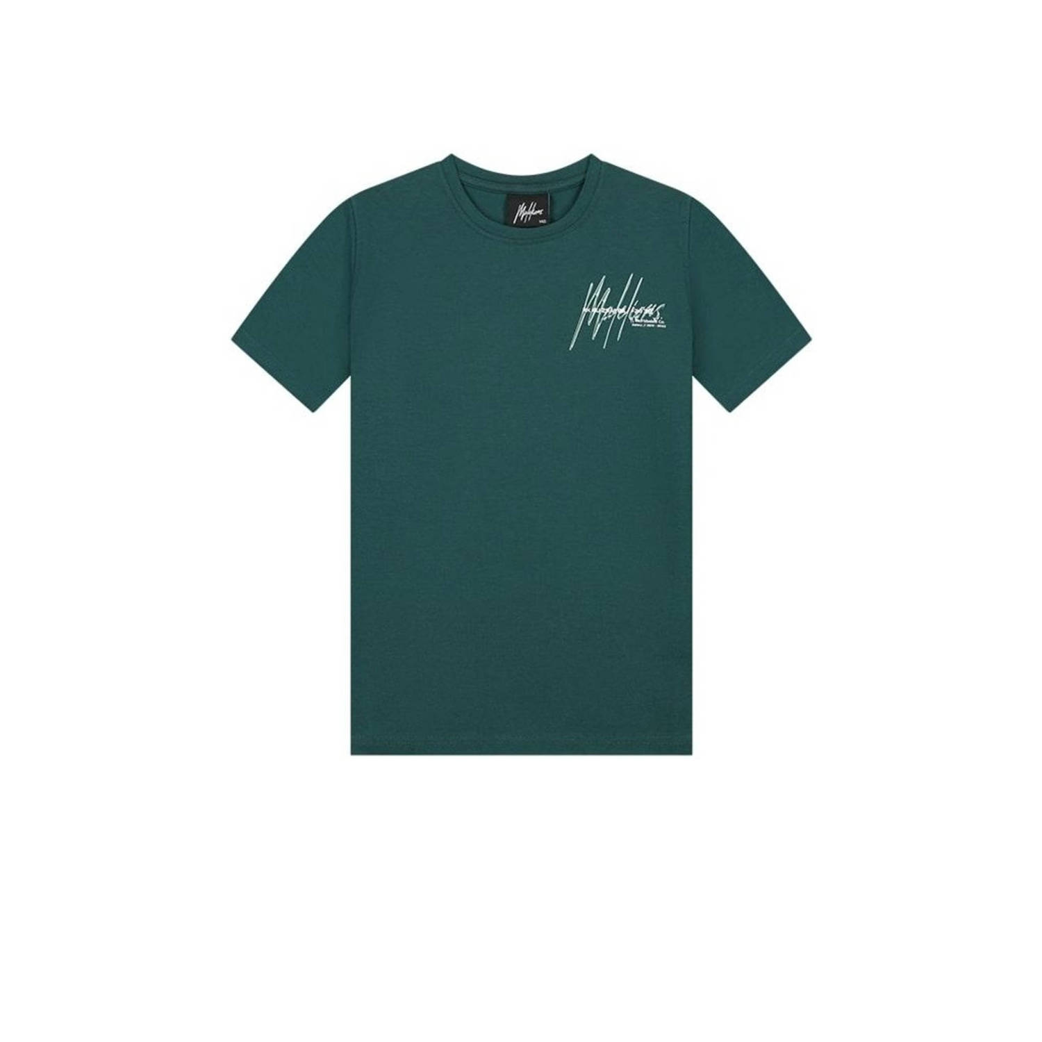Malelions T-shirt Space met logo groen Jongens Stretchkatoen Ronde hals 140