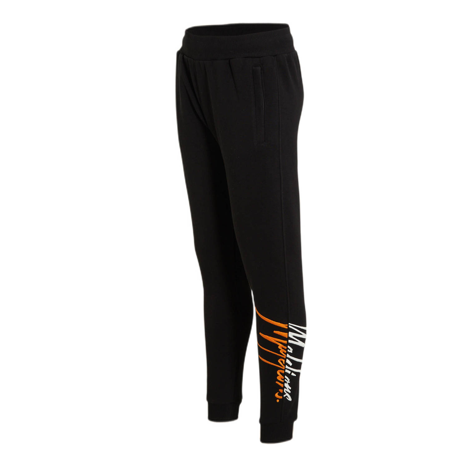 Malelions slim fit joggingbroek Split met logo zwart