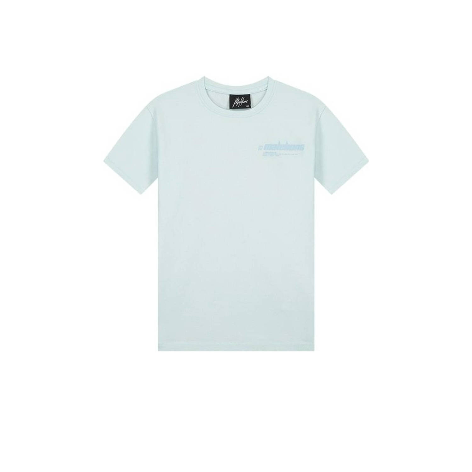 Malelions T-shirt Worldwide met logo blauw Jongens Stretchkatoen Ronde hals 164