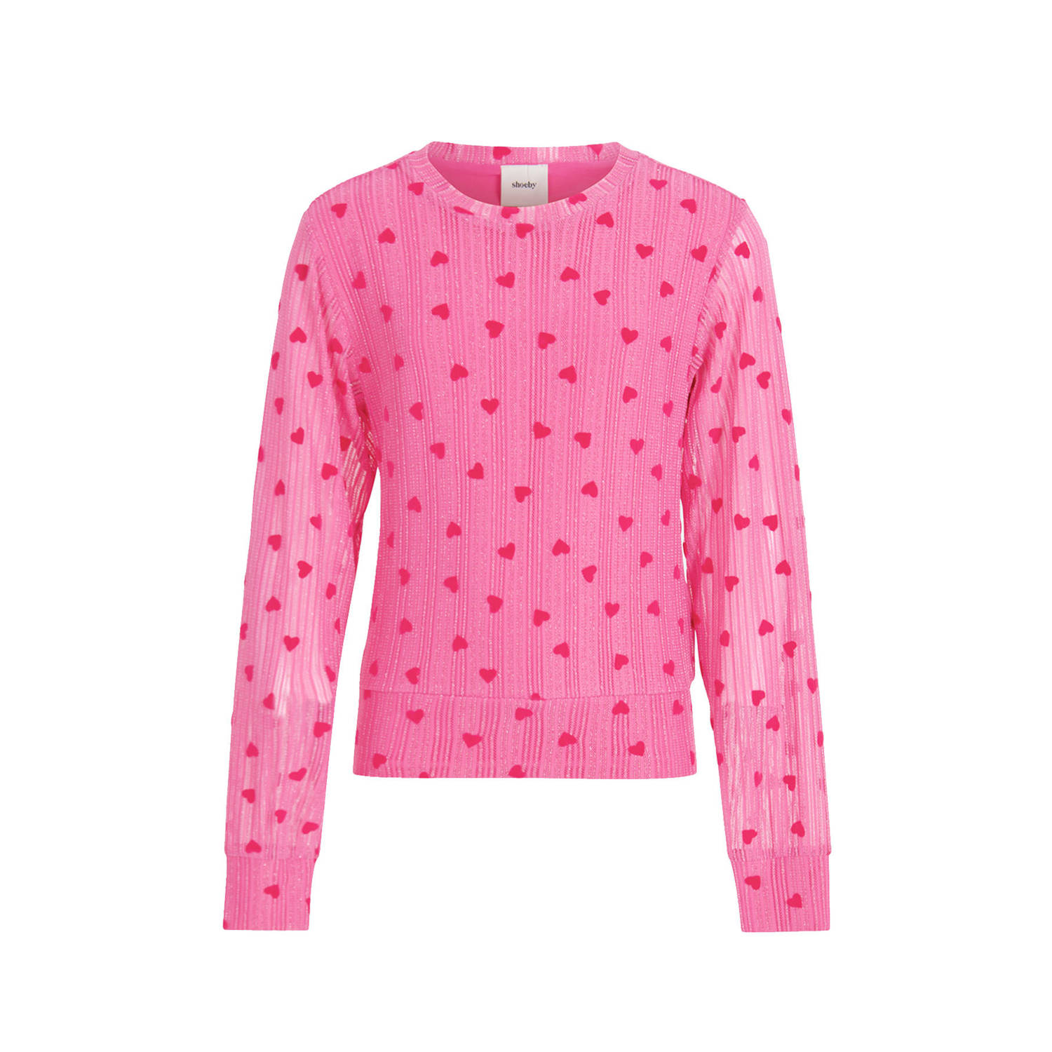 Shoeby top met hartjes roze Meisjes Polyamide Ronde hals Hartjes 134 140