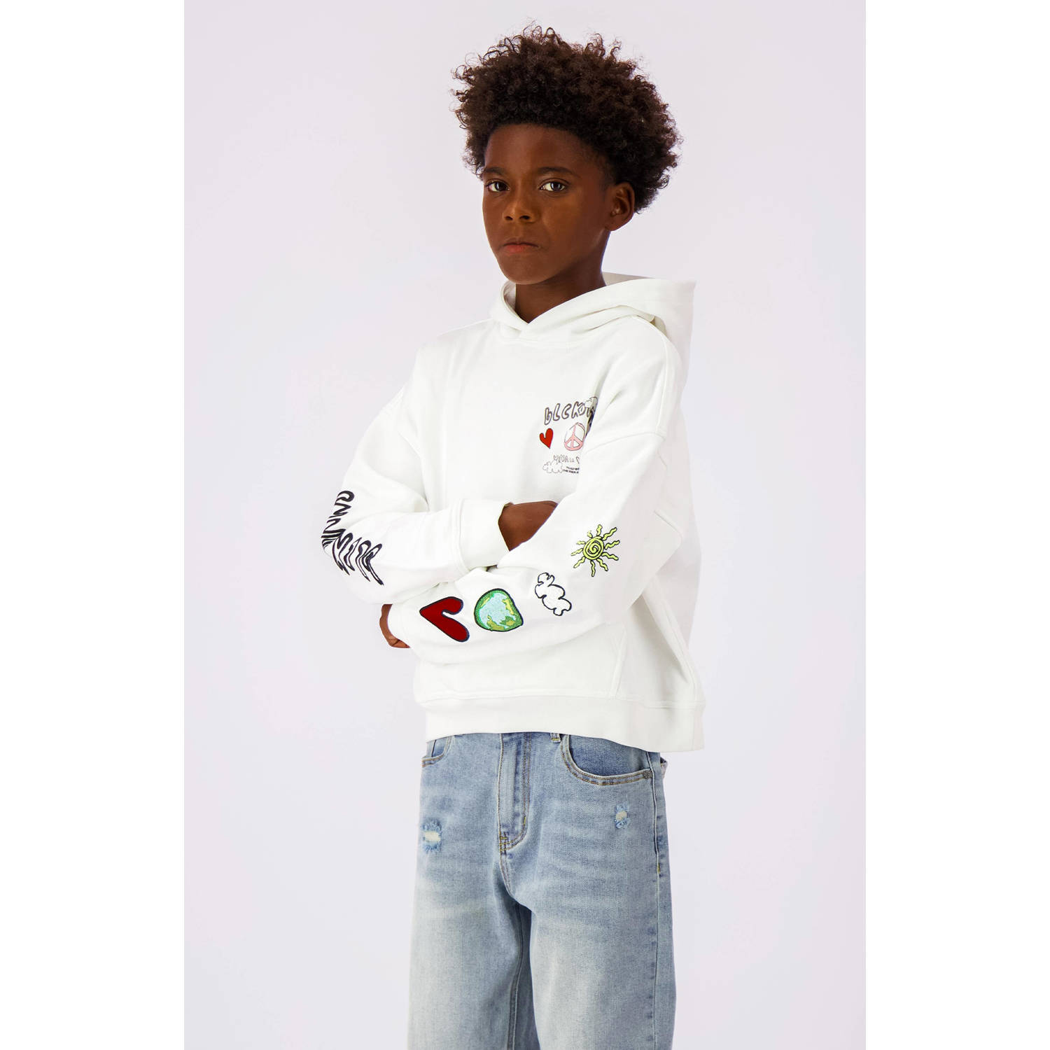 BLACK BANANAS hoodie met printopdruk ecru Sweater Printopdruk 176