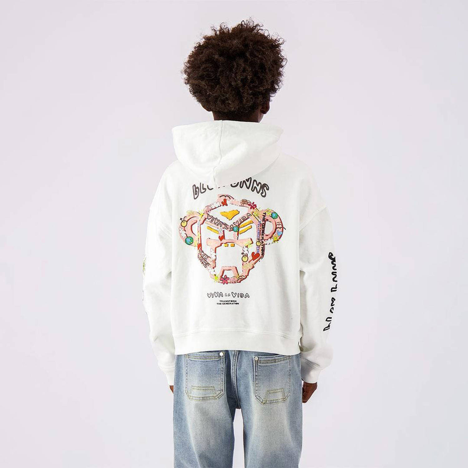 BLACK BANANAS hoodie met printopdruk ecru