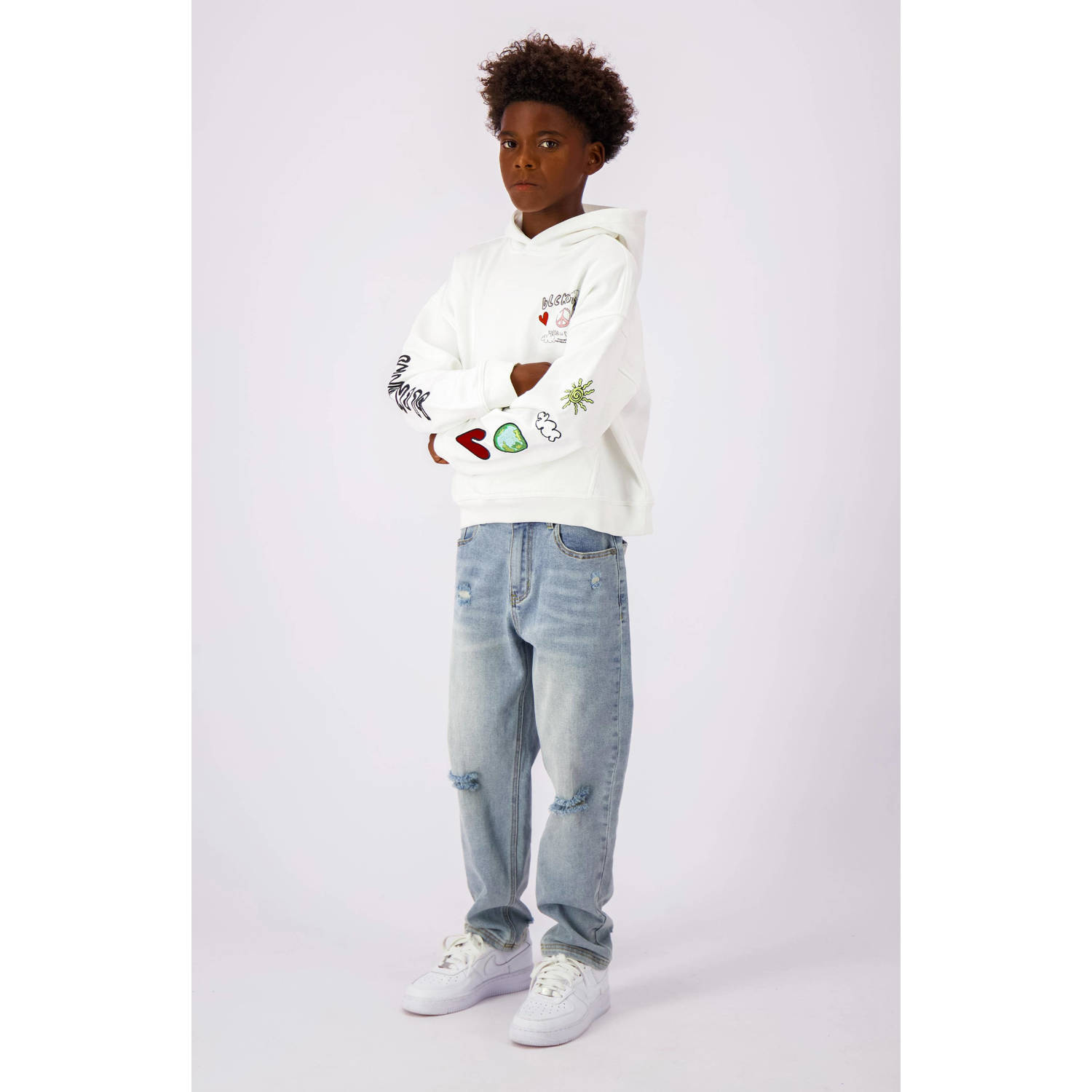 BLACK BANANAS hoodie met printopdruk ecru