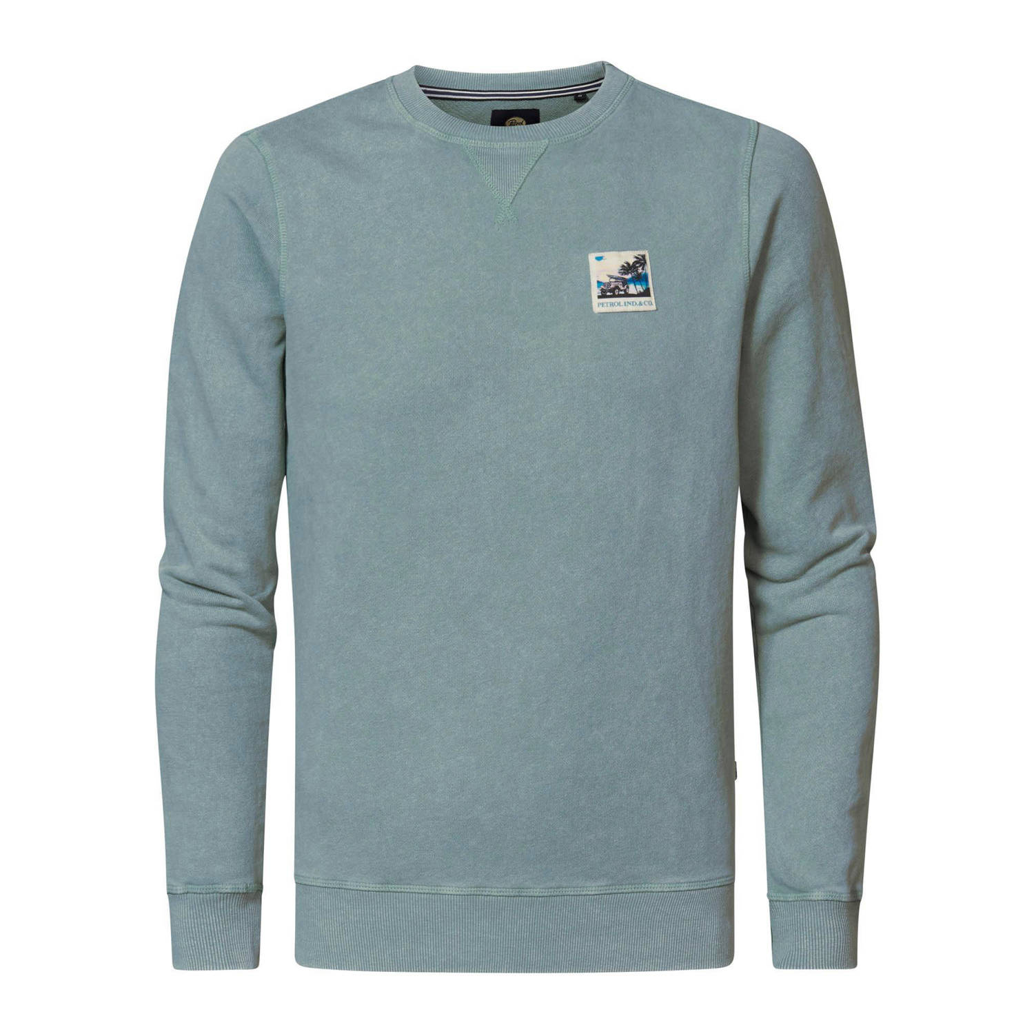 Petrol Industries sweater Duskify met printopdruk aqua grey