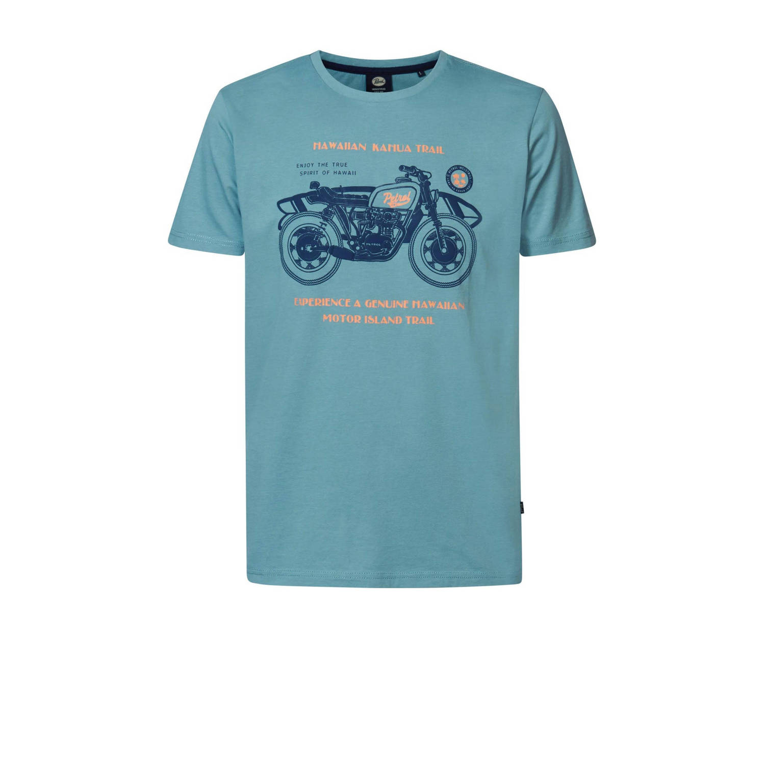 Petrol Industries T-shirt met printopdruk aqua grey