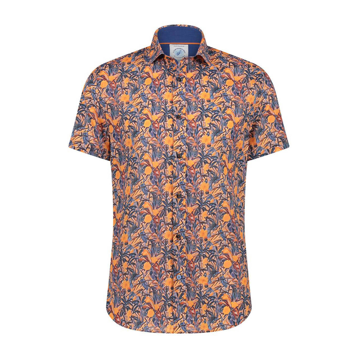 A fish named Fred regular fit overhemd Leafs met all over print multicolour coral