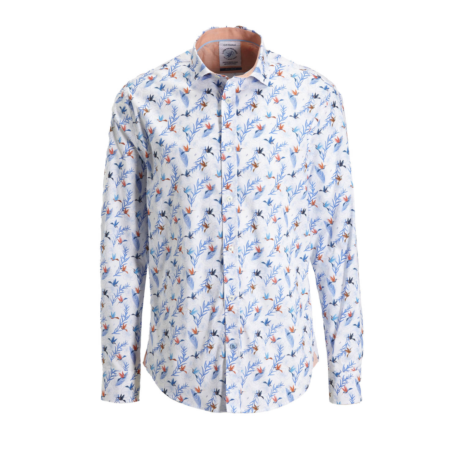 A fish named Fred regular fit overhemd met all over print off white light blue