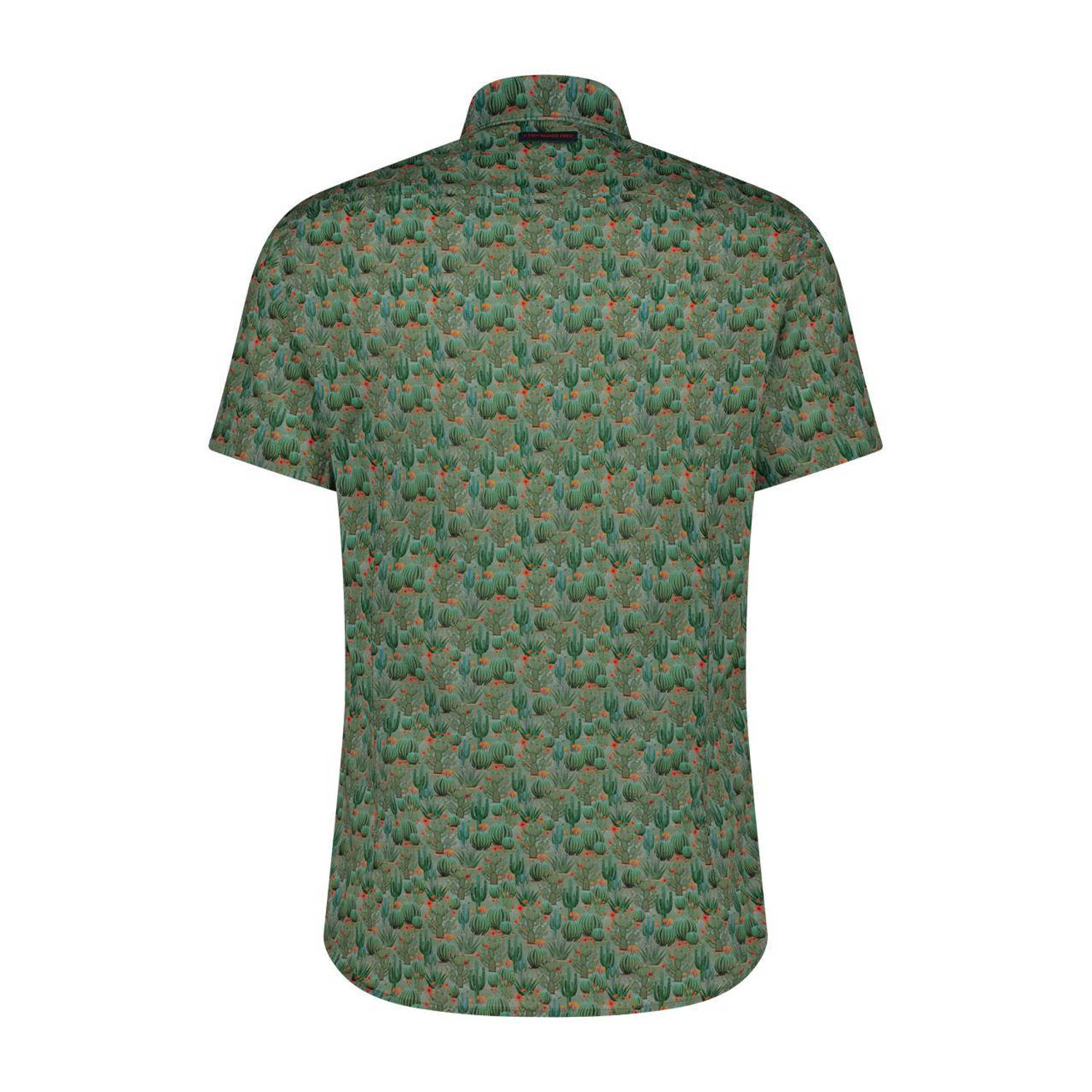 A fish named Fred regular fit overhemd Cactus met all over print sage green