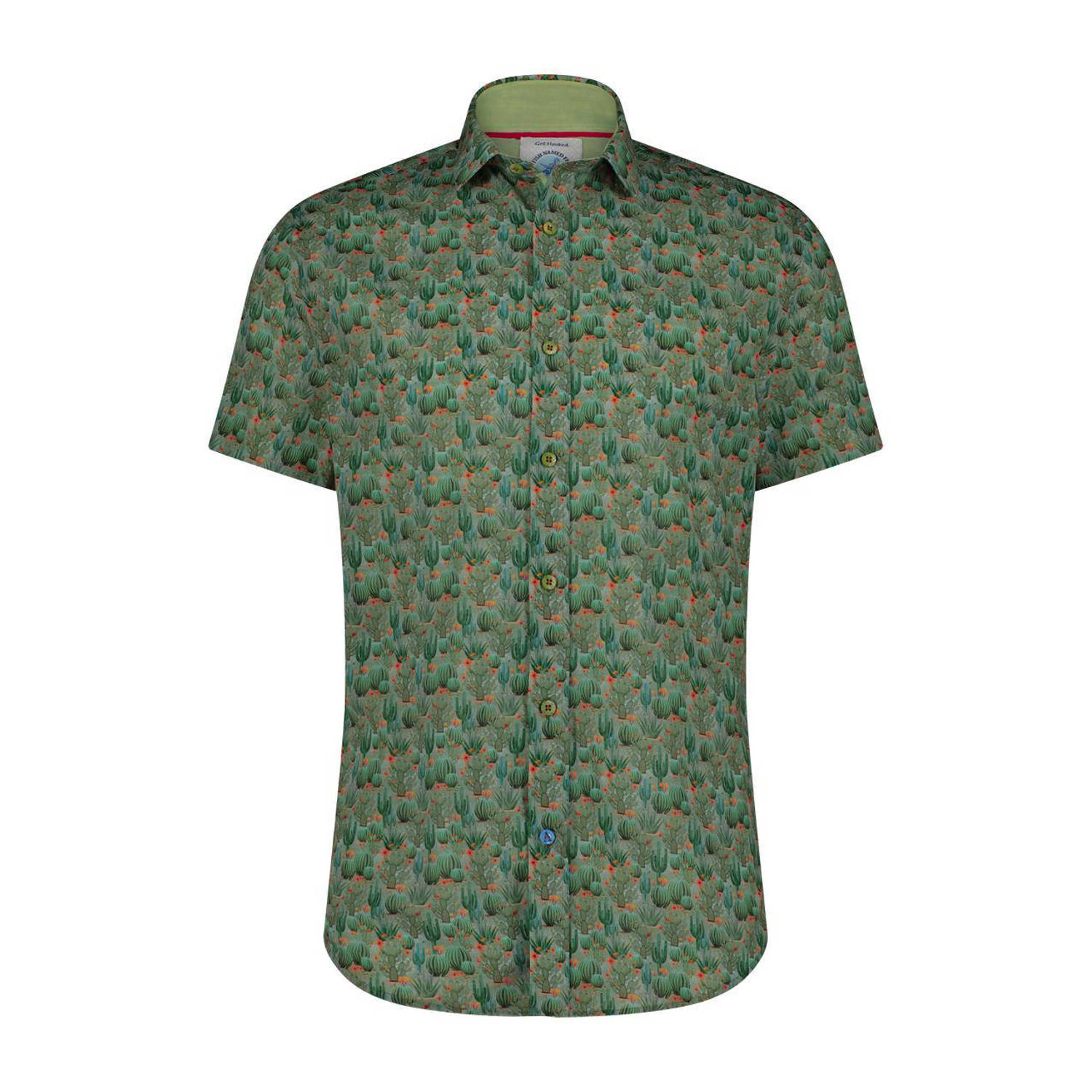 A fish named Fred regular fit overhemd Cactus met all over print sage green