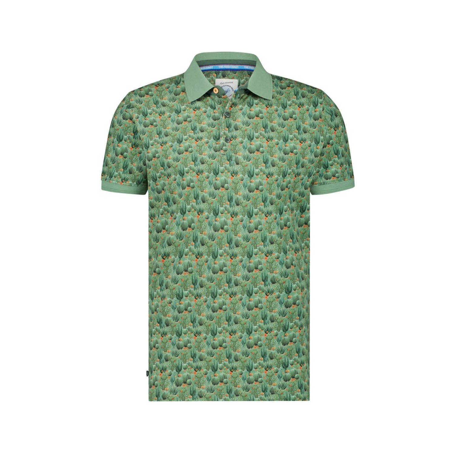 A fish named Fred polo met all over print sage green