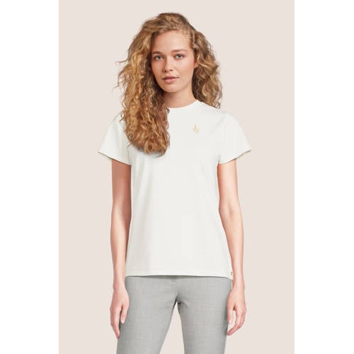 JOSH V T-shirt Zoe met logo gebroken wit afbeelding