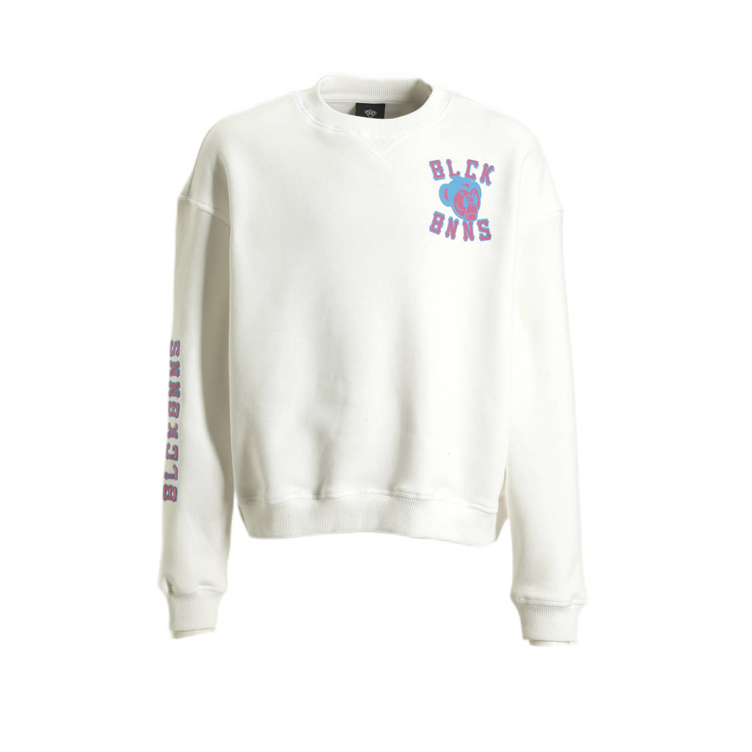 BLACK BANANAS sweater JR. VIBES met printopdruk wit blauw roze Printopdruk 128