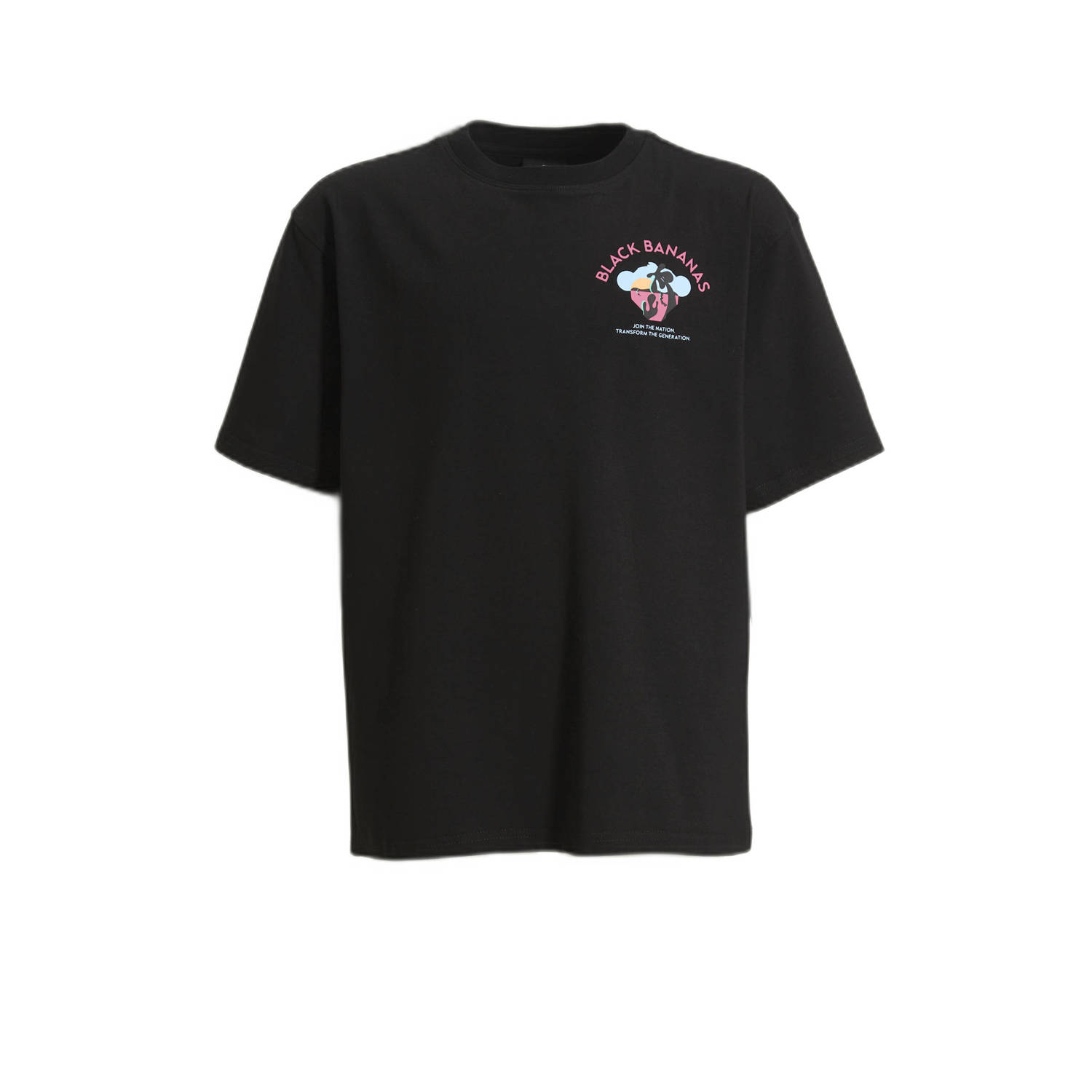 BLACK BANANAS T-shirt JR. WAVEY met printopdruk zwart Jongens Stretchkatoen Ronde hals 140