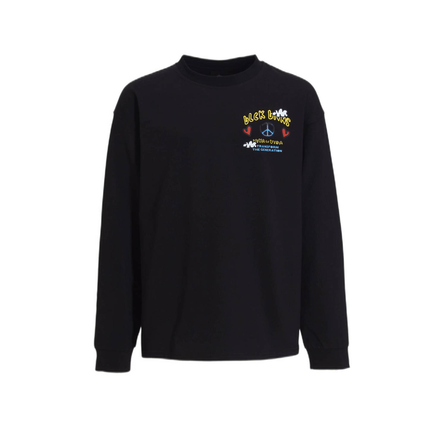 BLACK BANANAS longsleeve JR. CRAYON met printopdruk zwart Jongens Katoen Ronde hals 128