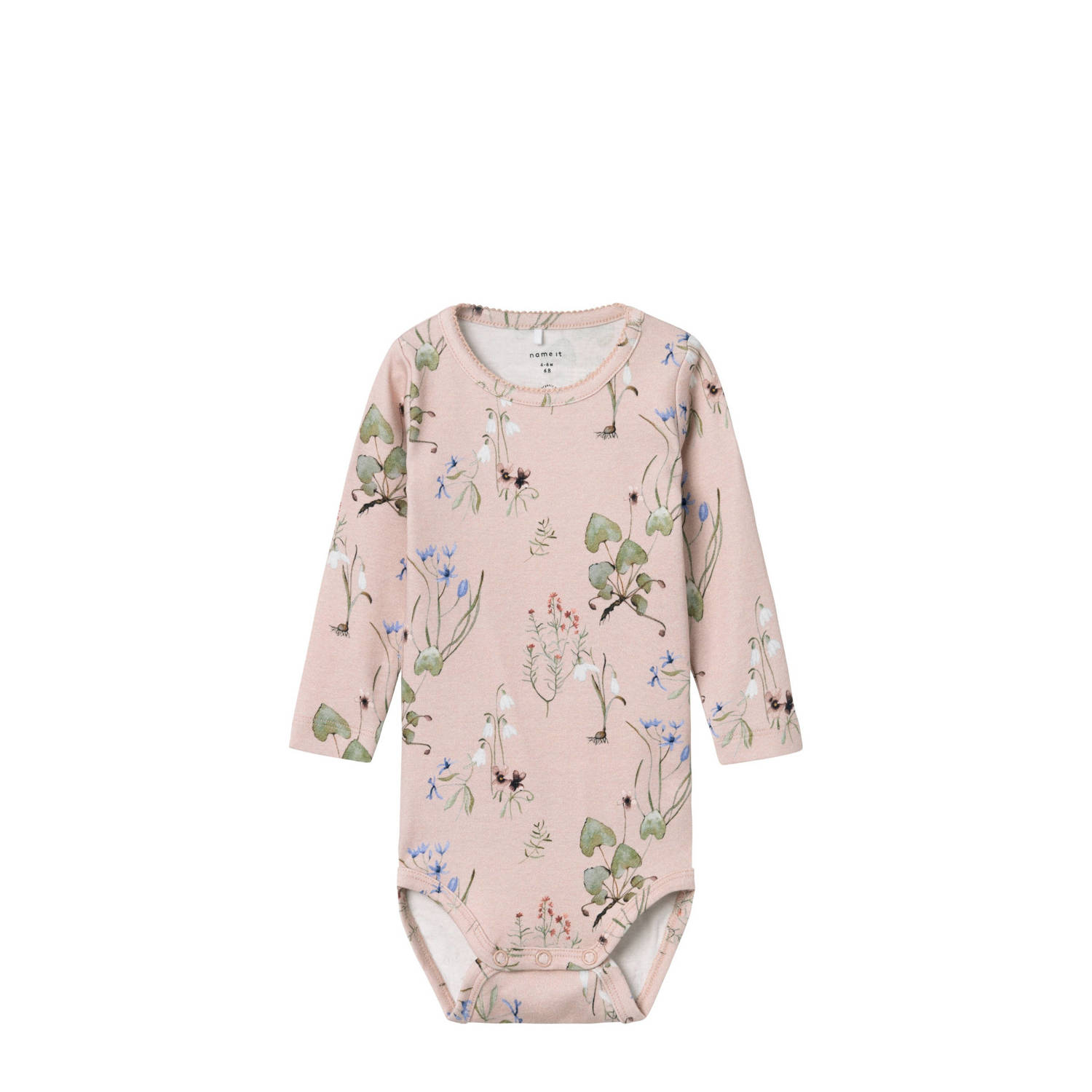 Name it BABY romper NBFBOSSA met bloemen lichtroze Meisjes Katoen Ronde hals 56