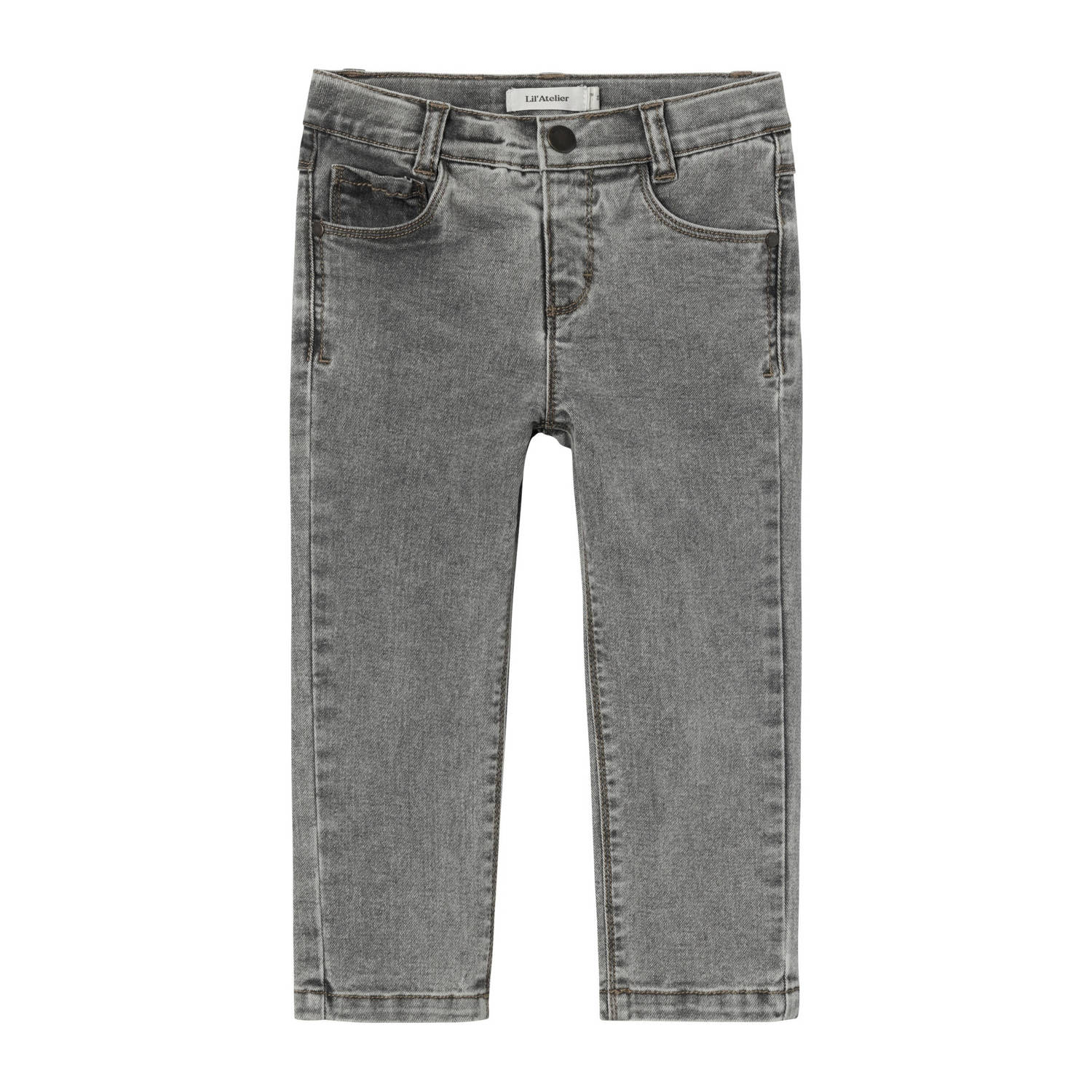 LIL' ATELIER MINI slim fit jeans NMMRYAN met biologisch katoen grijs