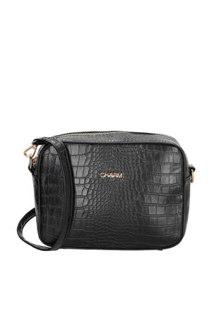 crossbody tas Midwood met crocoprint zwart