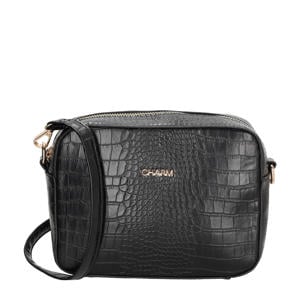 crossbody tas Midwood met crocoprint zwart