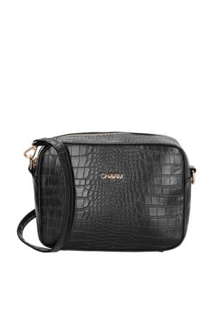 crossbody tas Midwood met crocoprint zwart