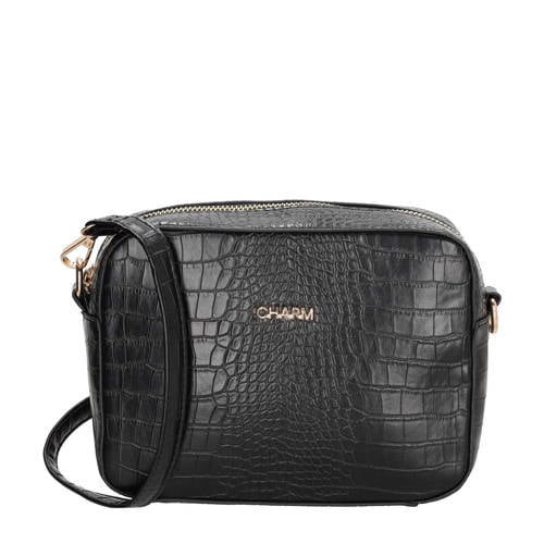 Charm London crossbody tas Midwood met crocoprint zwart afbeelding