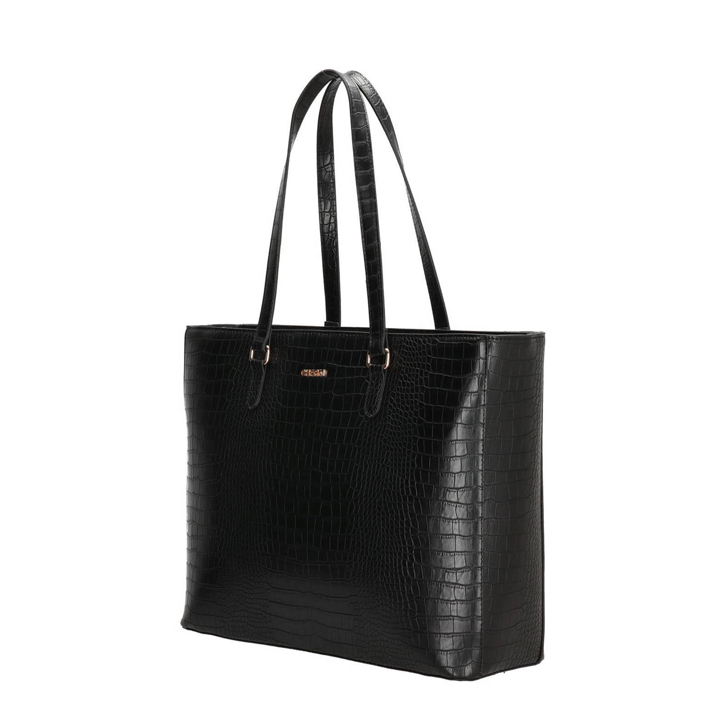 Charm London shopper Midwood met crocoprint zwart