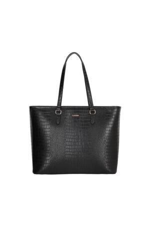 shopper Midwood met crocoprint zwart