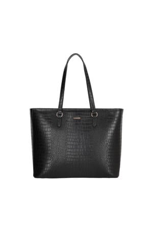 shopper Midwood met crocoprint zwart