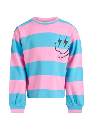 gestreepte longsleeve roze/blauw