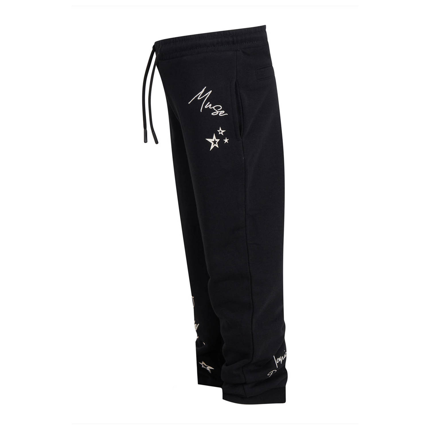 Shoeby high waist regular fit joggingbroek met tekst en borduursels zwart