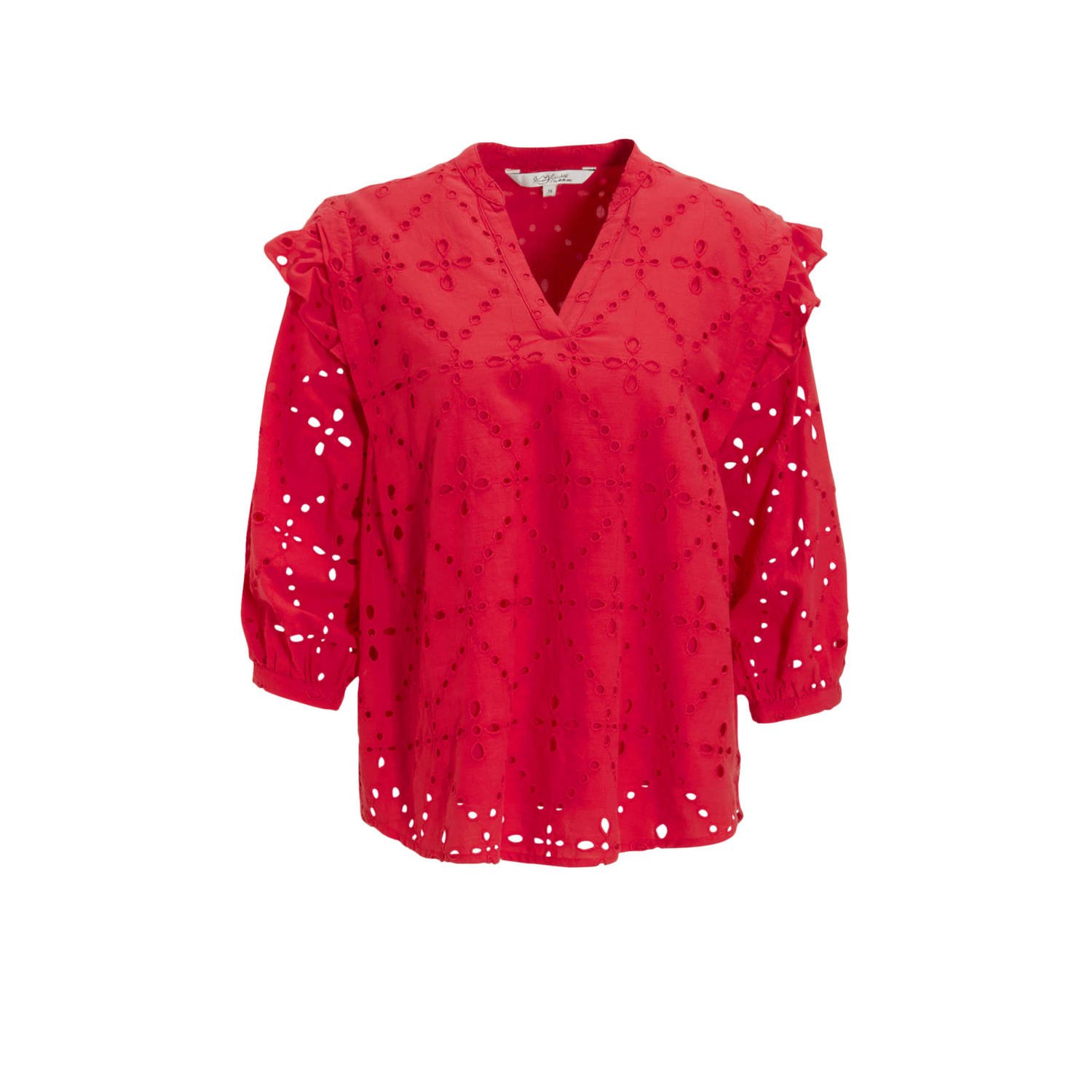 Miljuschka by Wehkamp blouse met broderie rood