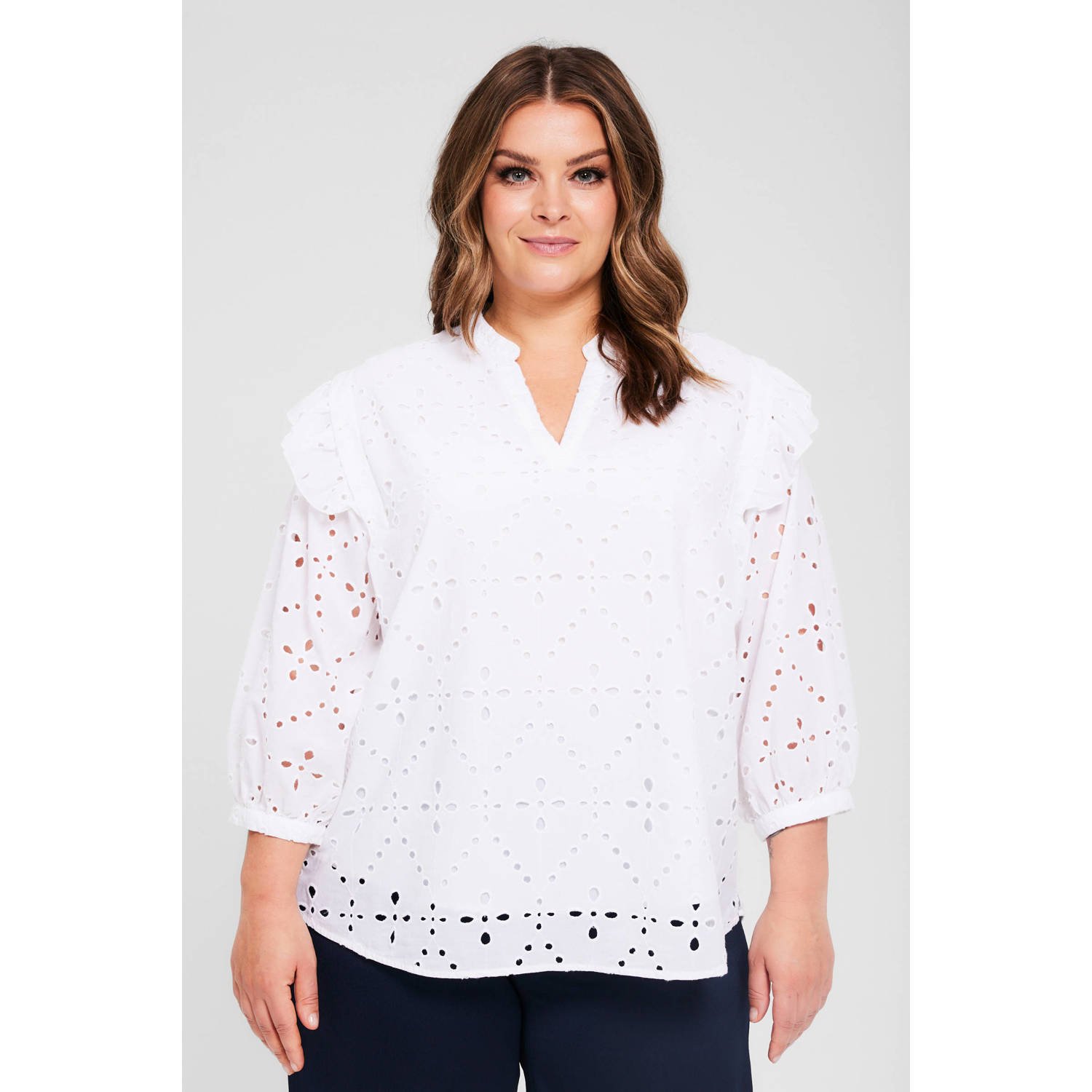Miljuschka by Wehkamp blouse met broderie wit