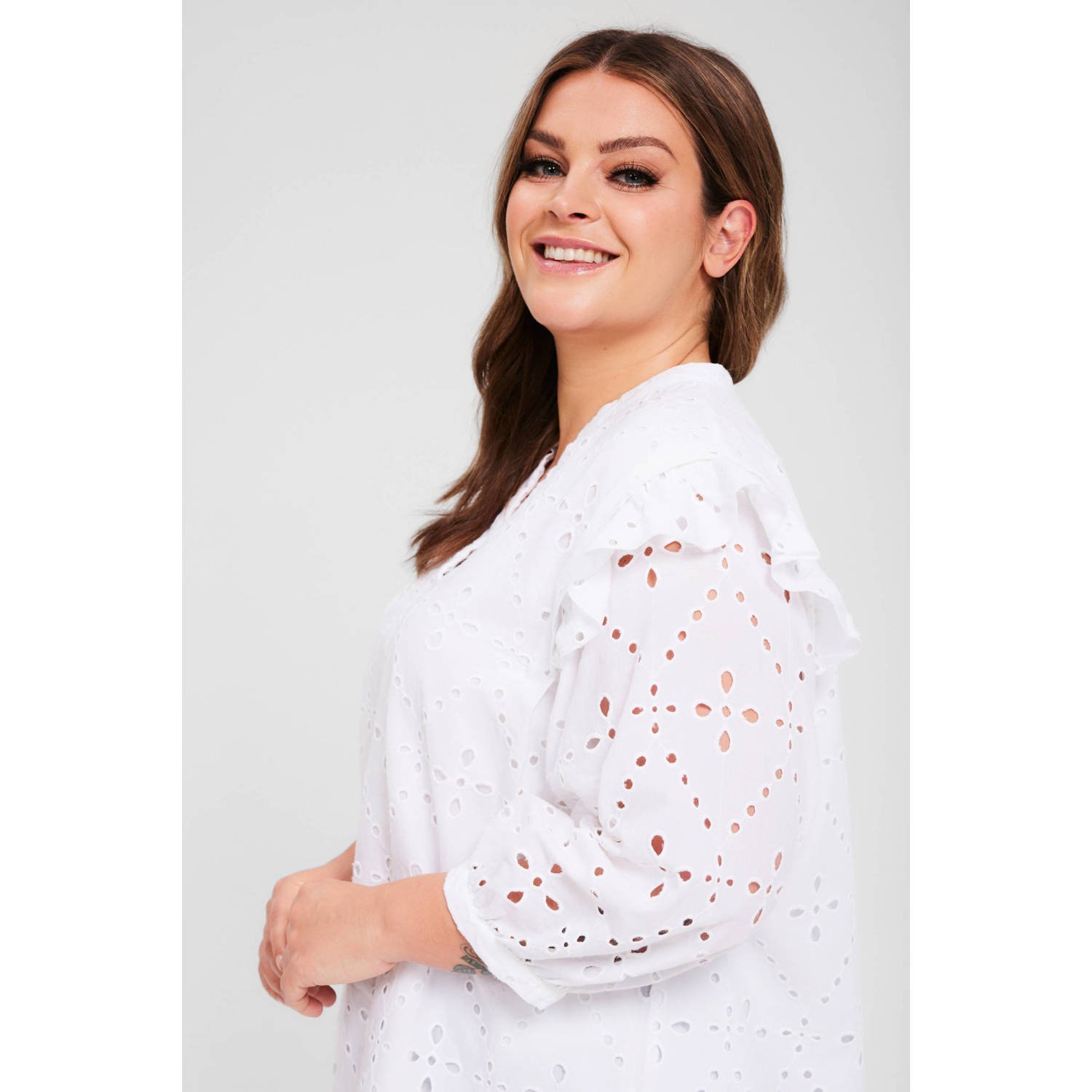 Miljuschka by Wehkamp blouse met broderie wit