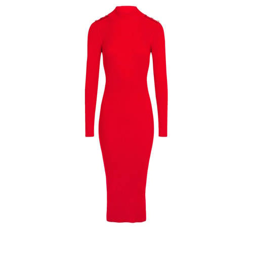 Morgan fijngebreide jurk met open detail rood
