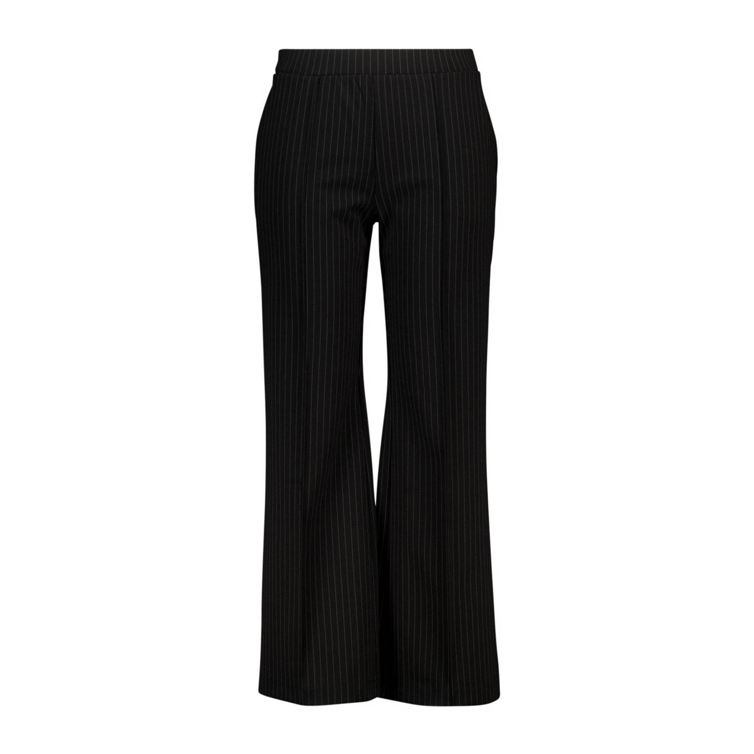 MS Mode wide leg pantalon met krijtstreep zwart