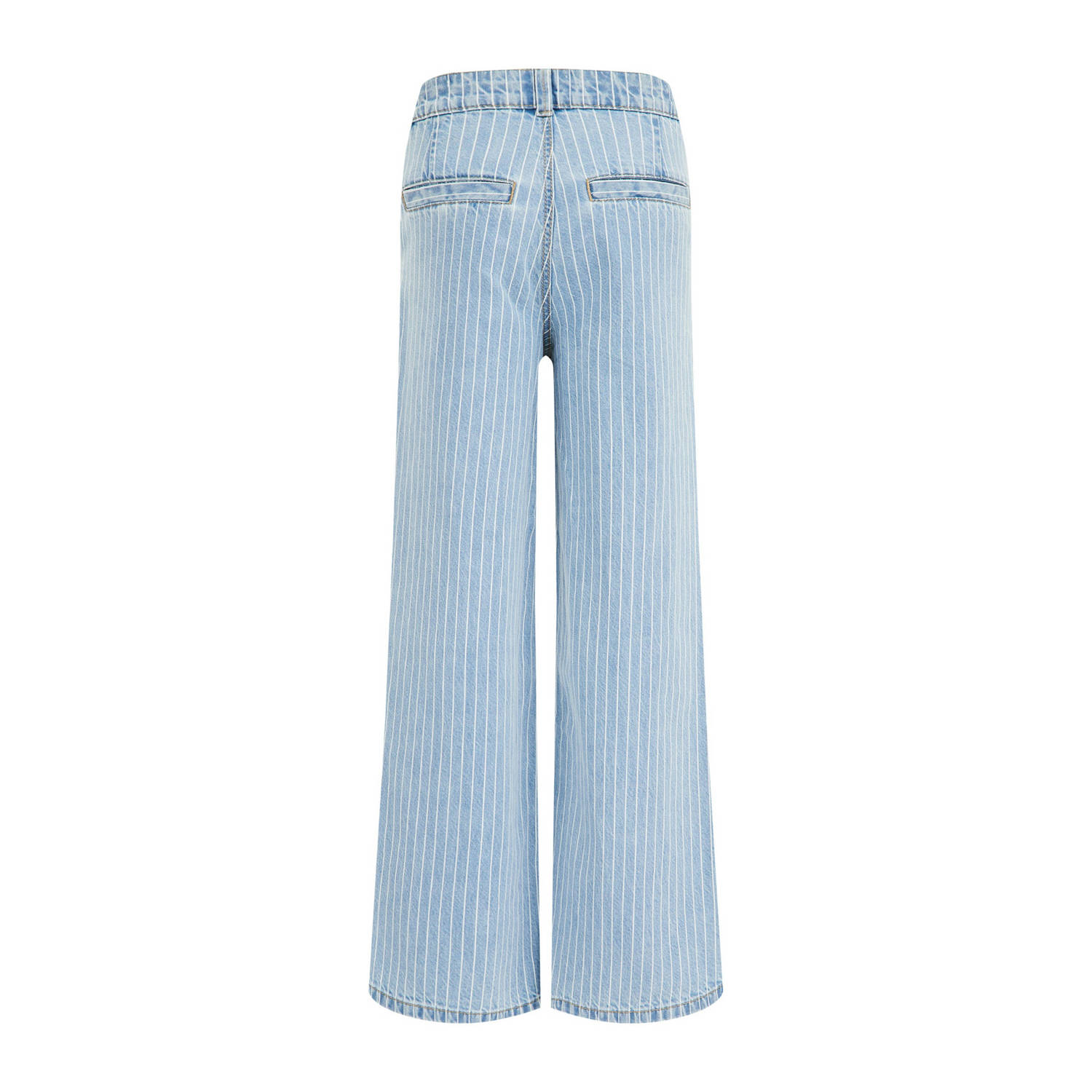 WE Fashion Blue Ridge high waist wide leg jeans met krijtstreep bleached denim