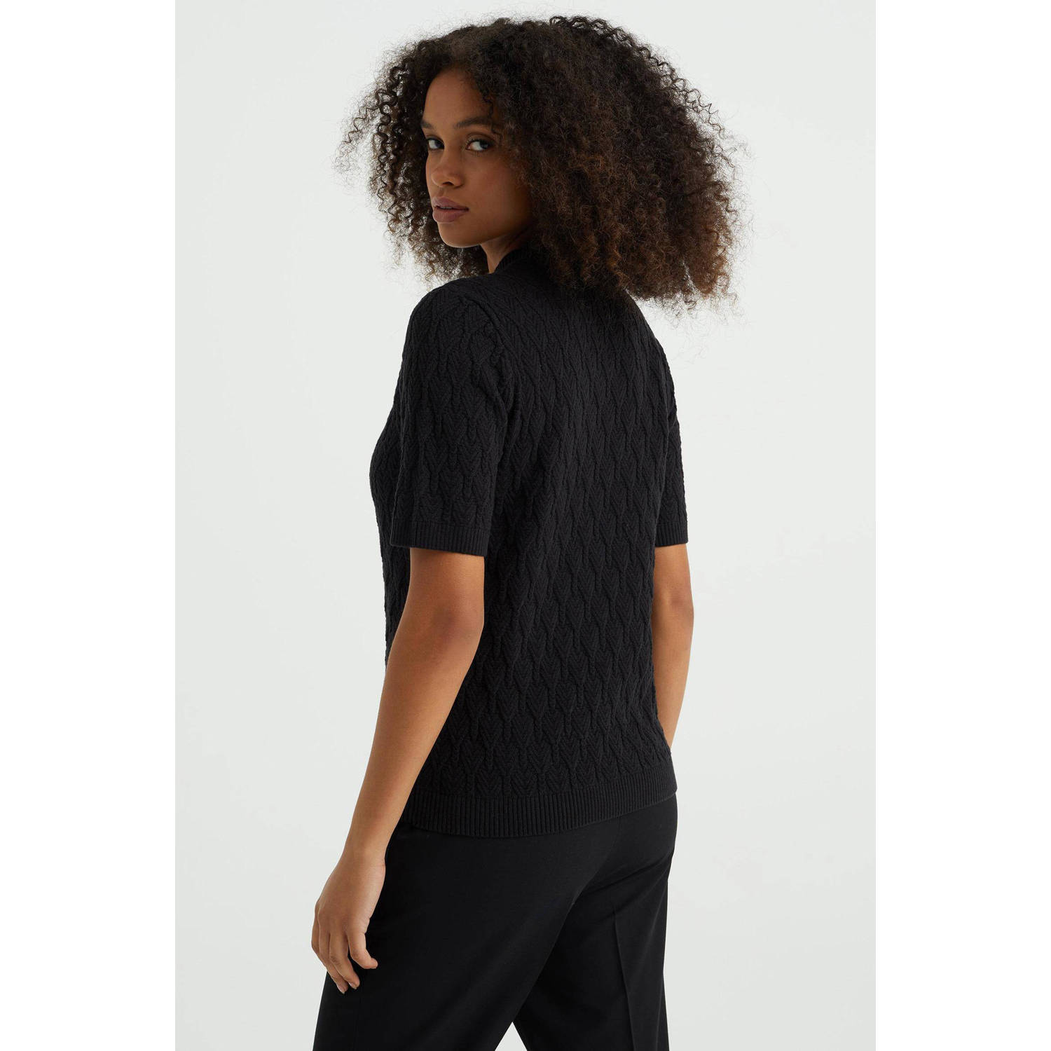 WE Fashion gebreide trui van biologisch katoen zwart