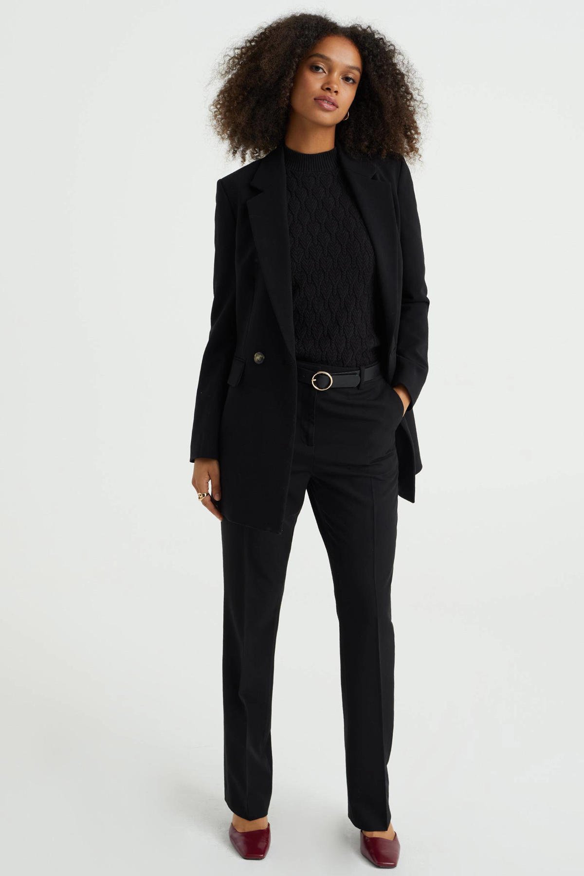 WE Fashion gebreide trui van katoen zwart wehkamp