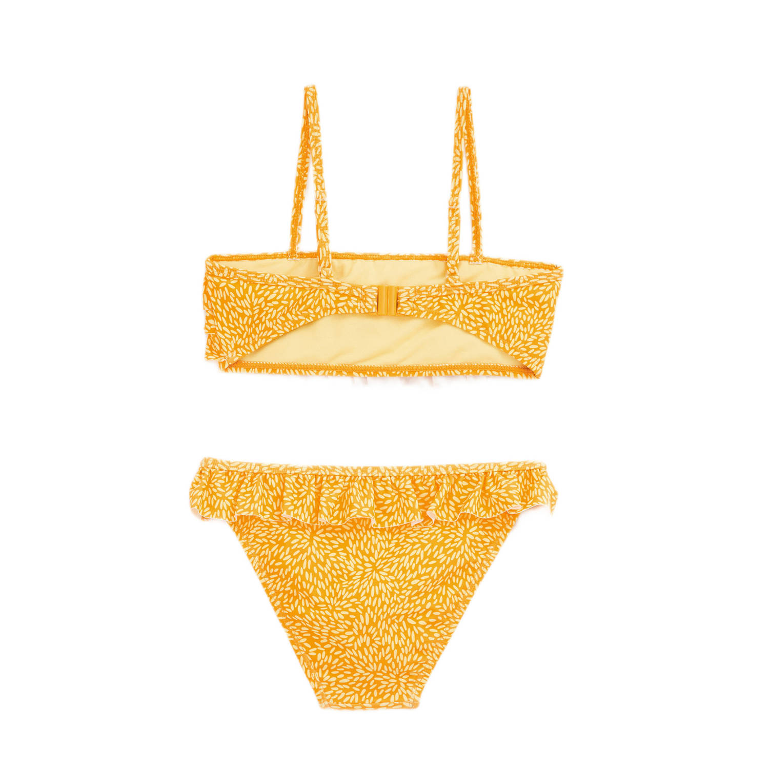 WE Fashion bandeau bikini met ruches geel wit