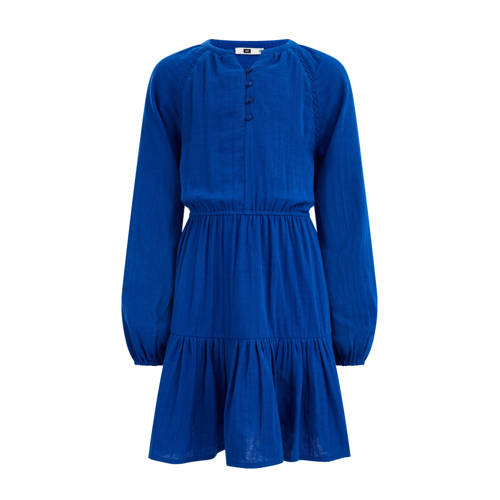 WE Fashion jurk van biologisch katoen helderblauw