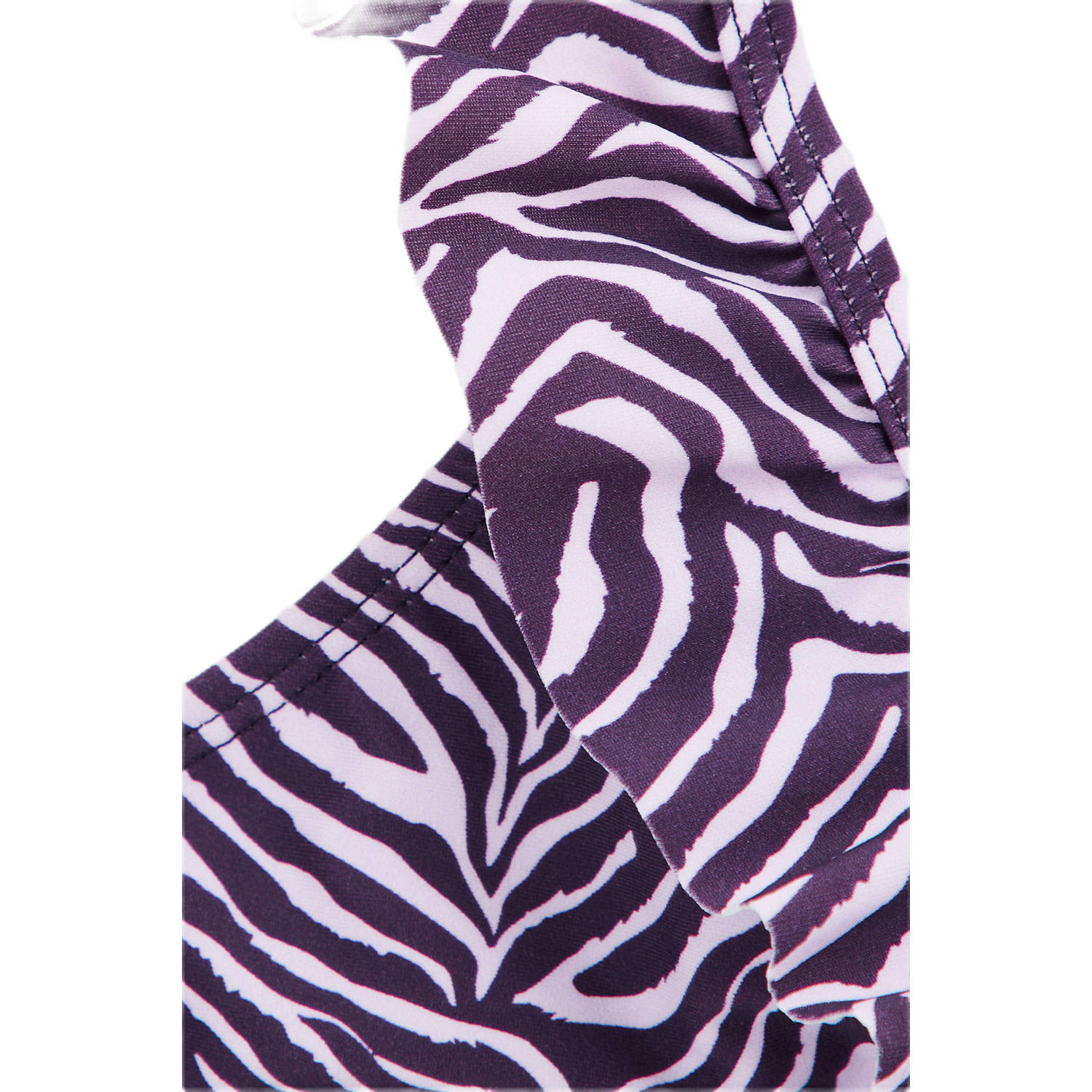 WE Fashion triangel bikini met ruches paars wit