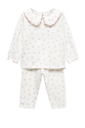gebloemde pyjama wit/roze