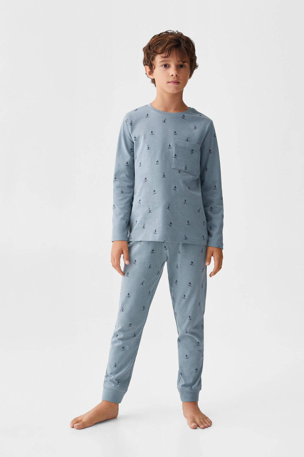 pyjama met all over print middenblauw