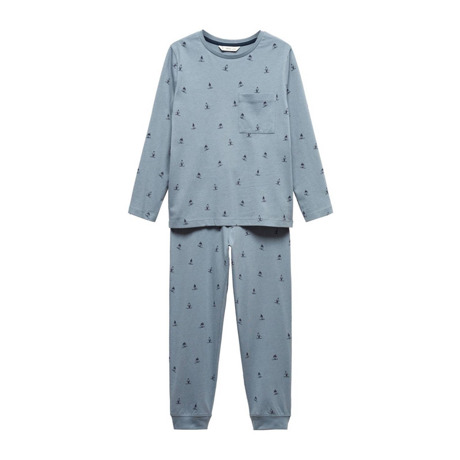 Mango Kids pyjama met all over print middenblauw