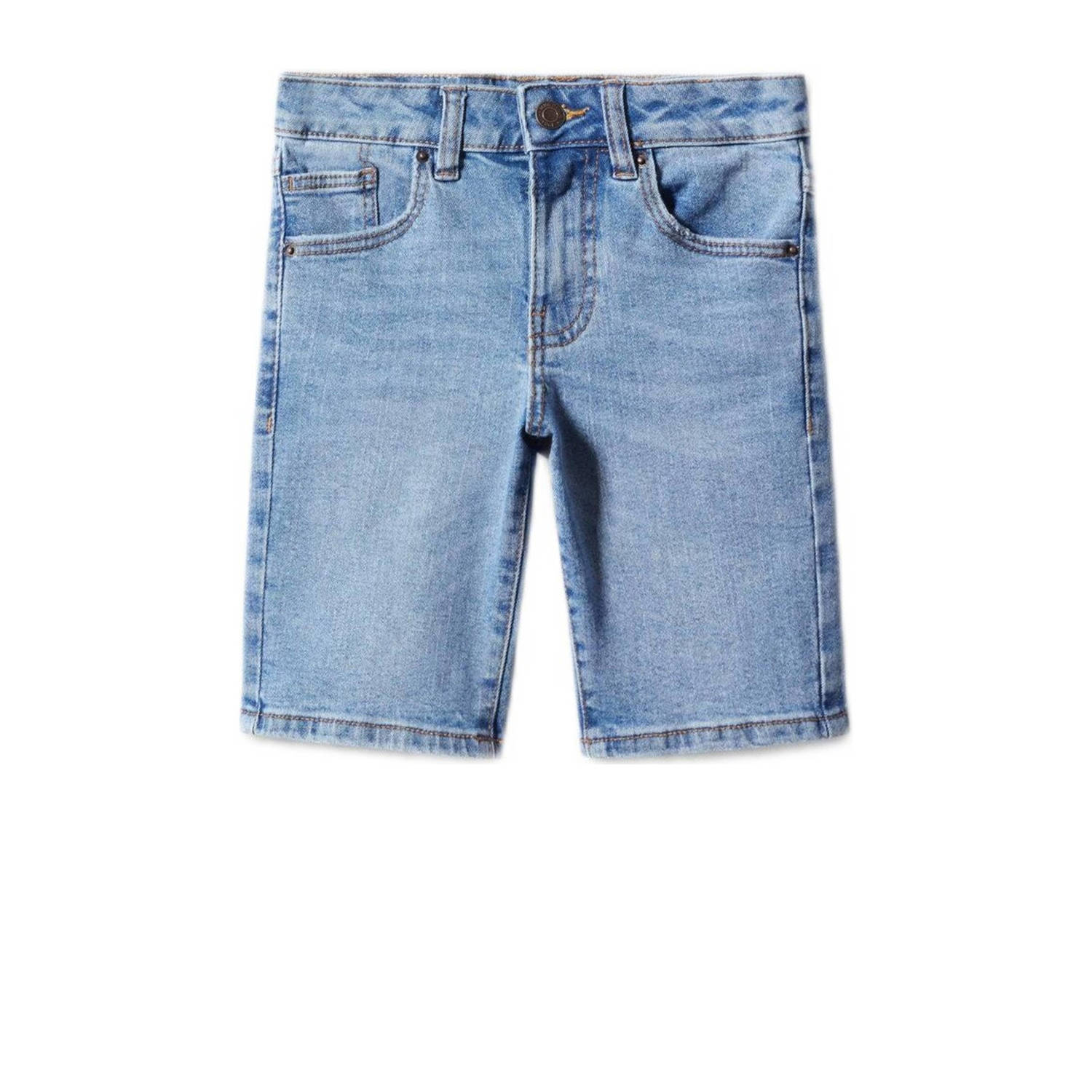 Mango Kids straight fit denim short lichtblauw