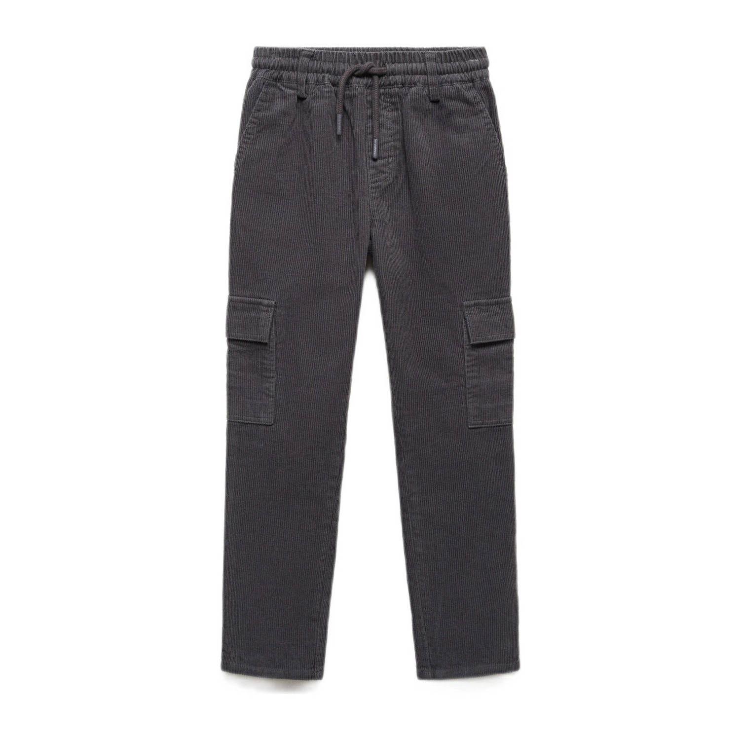 Mango Kids corduroy slim fit cargobroek antraciet