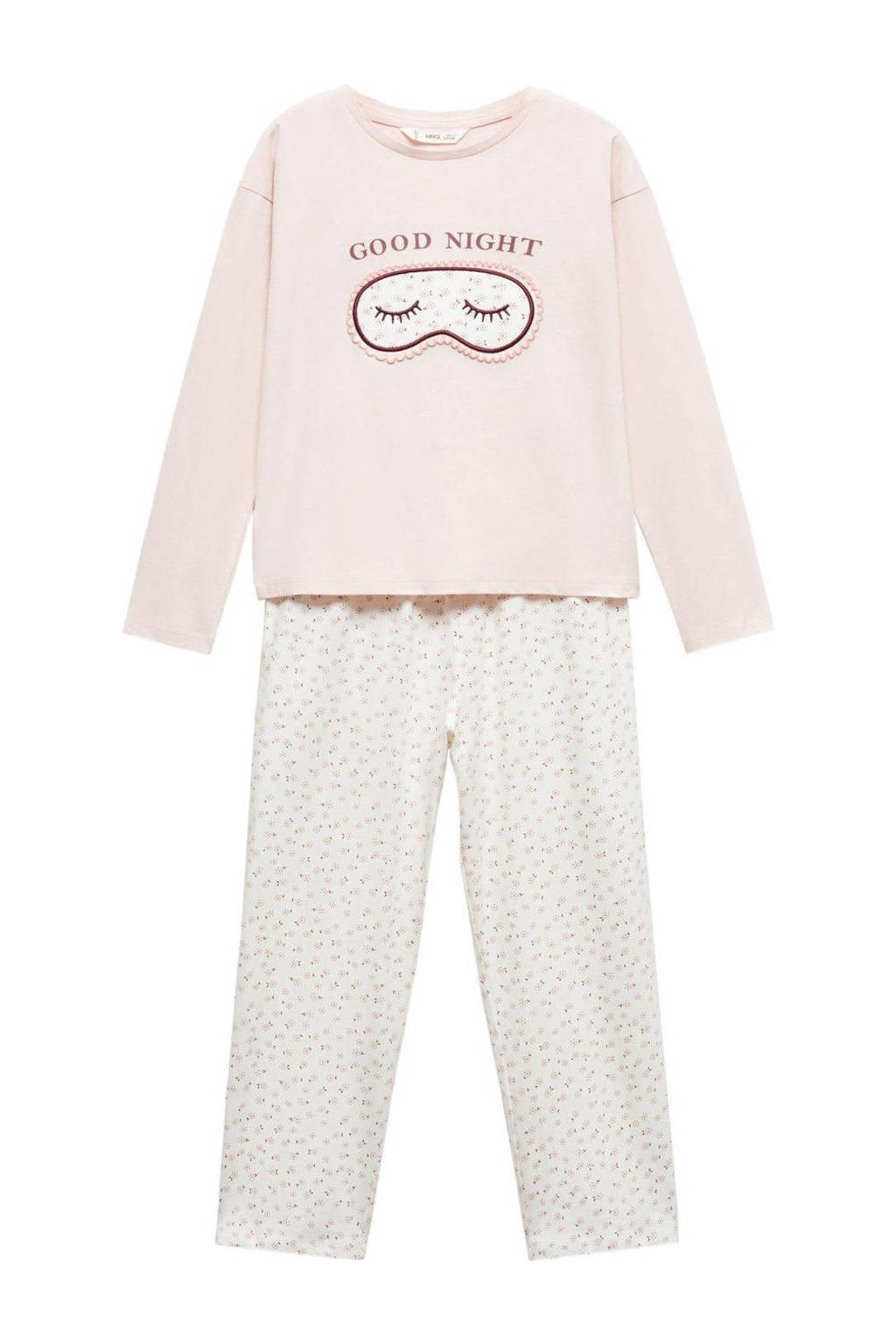 pyjama met printopdruk lichtroze/wit