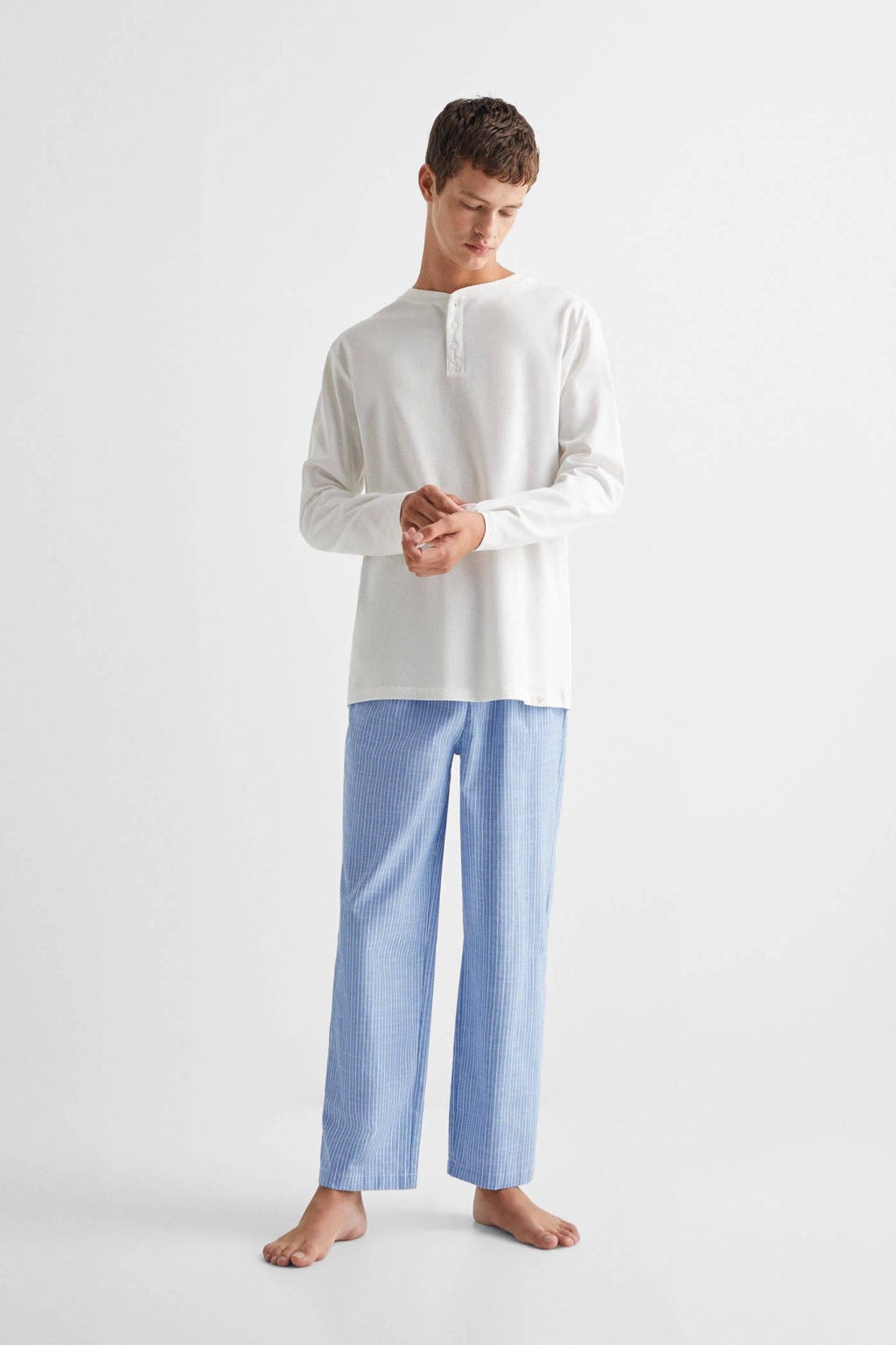 pyjama wit/lichtblauw