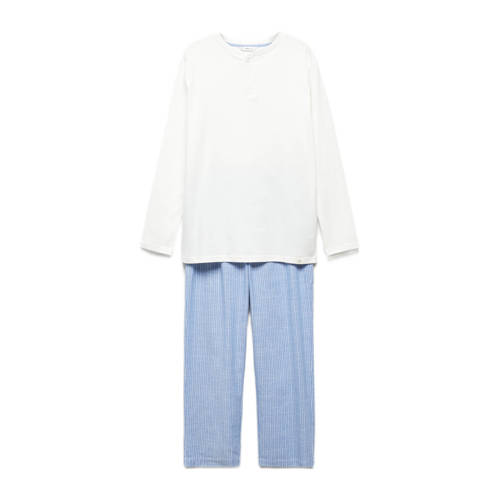 Mango Kids pyjama wit/lichtblauw