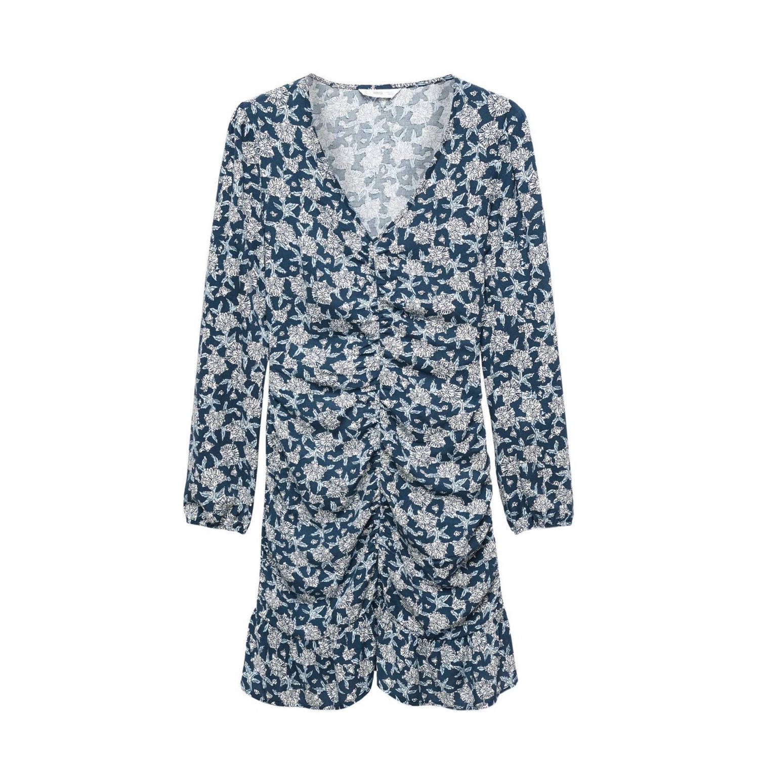 Mango Kids gebloemde jurk blauw lichtblauw